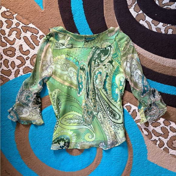 separates by new york city design co. Green Paisley Blouse with Ruffle Details - Picture 2 of 7